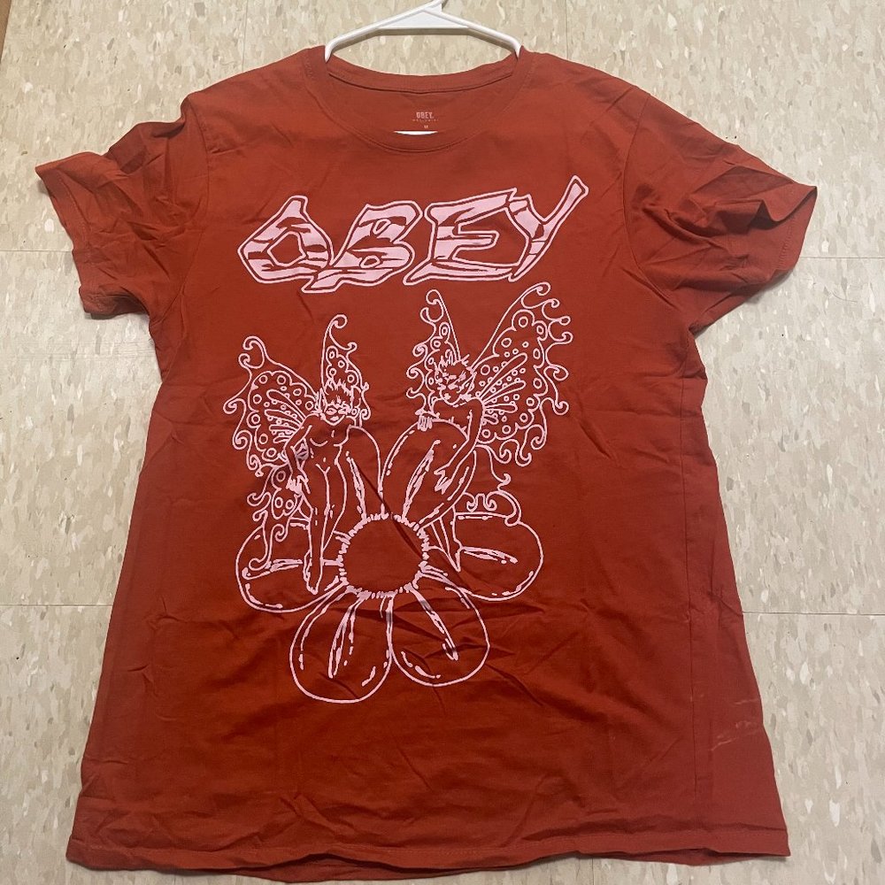 Orange and Pink Obey Shirt